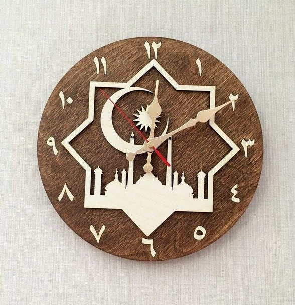 Islamic Clocks Living Room, Silent Wood Wall Clock - 11-16-20 Inch - image 1