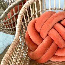 Orange Knot Cushion, Scandinavian Minimalist Design Reversible Pillow 2In1 - thumbnail 3