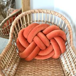 Orange Knot Cushion, Scandinavian Minimalist Design Reversible Pillow 2In1 - thumbnail 2