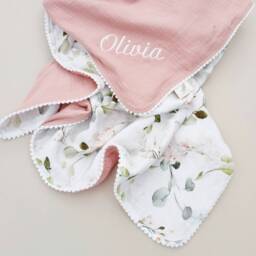Personalized Safari Baby Blanket, Organic Muslin Swaddle, Handmade - thumbnail 3