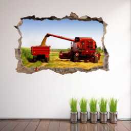 Combine Harvester Wall Decal Sticker - Farm Machinery Mural Poster Print Art For Home Farmhouse Decor - Cr36 - thumbnail 2