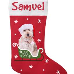 Personalized Doodle Dog Christmas Stocking Handmade Cotton Holiday Decor - thumbnail 2