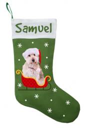 Personalized Doodle Dog Christmas Stocking Handmade Cotton Holiday Decor - thumbnail 1