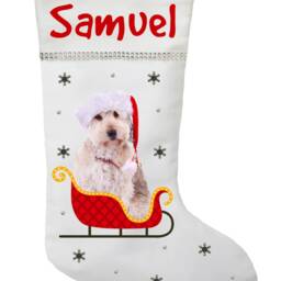 Personalized Doodle Dog Christmas Stocking Handmade Cotton Holiday Decor - thumbnail 3