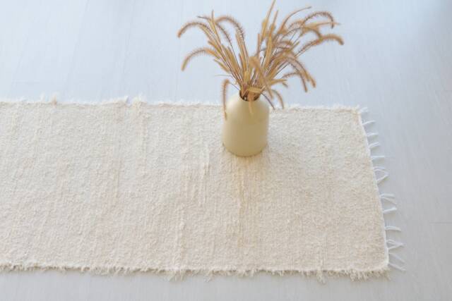 Runner Rug Cream 250 cm Hallway Rug, Kitchen Bathroom Runner Cotton Bohemian Portuguese Washable - image 1