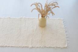 Runner Rug Cream 250 cm Hallway Rug, Kitchen Bathroom Runner Cotton Bohemian Portuguese Washable