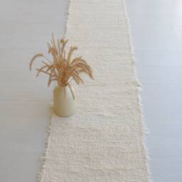 Runner Rug Cream 250 cm Hallway Rug, Kitchen Bathroom Runner Cotton Bohemian Portuguese Washable - thumbnail 2