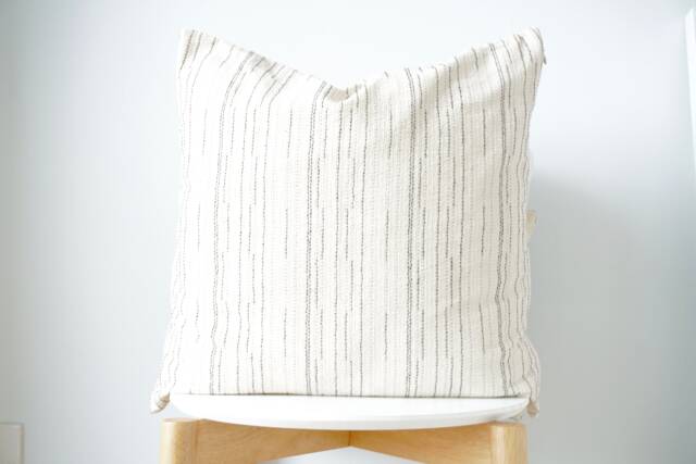 Cream Black Striped Pillow Cover - image 1