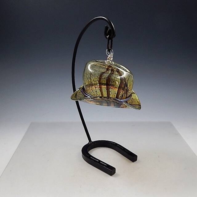 Clear Amber Stone Mini Cowboy Hat Ornament - Horseshoe Stand Optional - image 1