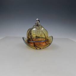 Clear Amber Stone Mini Cowboy Hat Ornament - Horseshoe Stand Optional - thumbnail 2