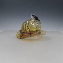 Clear Amber Stone Mini Cowboy Hat Ornament - Horseshoe Stand Optional - thumbnail 3