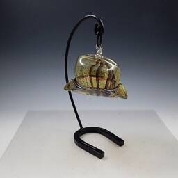 Clear Amber Stone Mini Cowboy Hat Ornament - Horseshoe Stand Optional - thumbnail 1