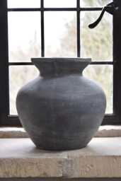 Antique Grey Stone Vase - Greek Style Large Pot Home Decor & Arrangements Mediterranean For Flowers - thumbnail 1