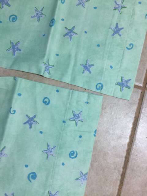 Sea Green Starfish Curtain Panels, Muslin Lined, 26x60 - image 1