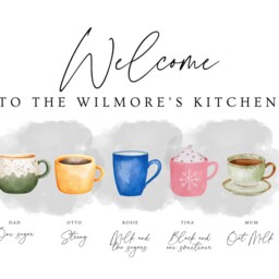 Put The Kettle On Family Tea Cup Print, Welcome To Our Kitchen Christmas Mug Gift Mother's Day Wall Art Sign - thumbnail 2