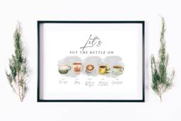 Put The Kettle On Family Tea Cup Print, Welcome To Our Kitchen Christmas Mug Gift Mother's Day Wall Art Sign - thumbnail 1