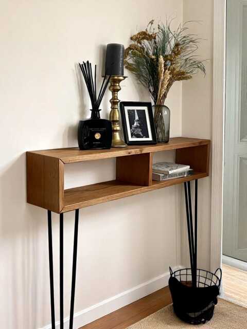 Solid Oak Console Table/Hall - Modern Design With Metal Legs - Handmade Made To Order - image 1