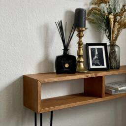 Solid Oak Console Table/Hall - Modern Design With Metal Legs - Handmade Made To Order - thumbnail 3
