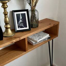 Solid Oak Console Table/Hall - Modern Design With Metal Legs - Handmade Made To Order - thumbnail 2