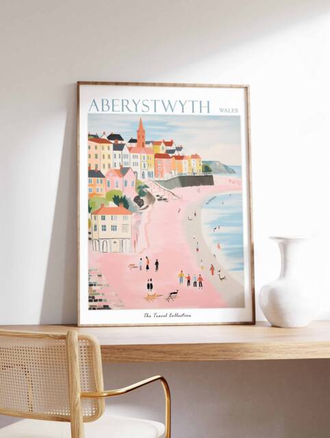Aberystwyth Wales Travel Poster Welsh Coastal Art Print - image 1