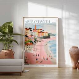 Aberystwyth Wales Travel Poster Welsh Coastal Art Print - thumbnail 3