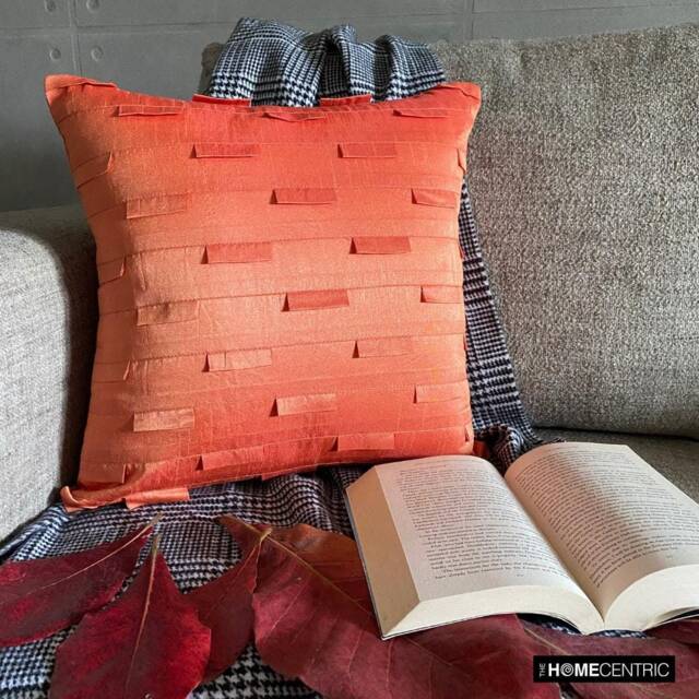 "Orange Halloween Pillow Cover in Art Silk 16""x16" - image 1