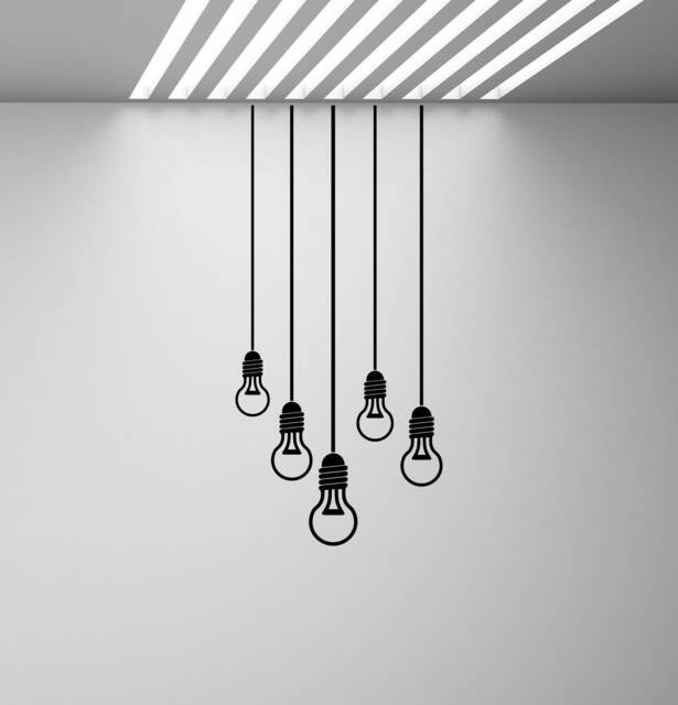 Lightbulb Wall Decal Light Bulb Poster Gift Office Mural Playroom Stencil Vinyl Sticker Living Room Decor Bedroom Art Print P377 - image 1