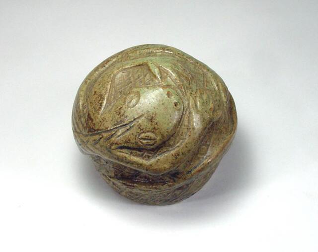 Lizard Salamander Clay Rattle, Sculpted Large Pottery Altar Shaker Sculpture - image 1