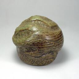 Lizard Salamander Clay Rattle, Sculpted Large Pottery Altar Shaker Sculpture - thumbnail 3