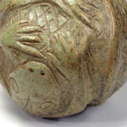 Lizard Salamander Clay Rattle, Sculpted Large Pottery Altar Shaker Sculpture - thumbnail 4