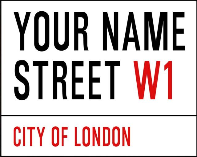 Personalised London Street Sign - Enamel Metal Tin Sign Wall Plaque