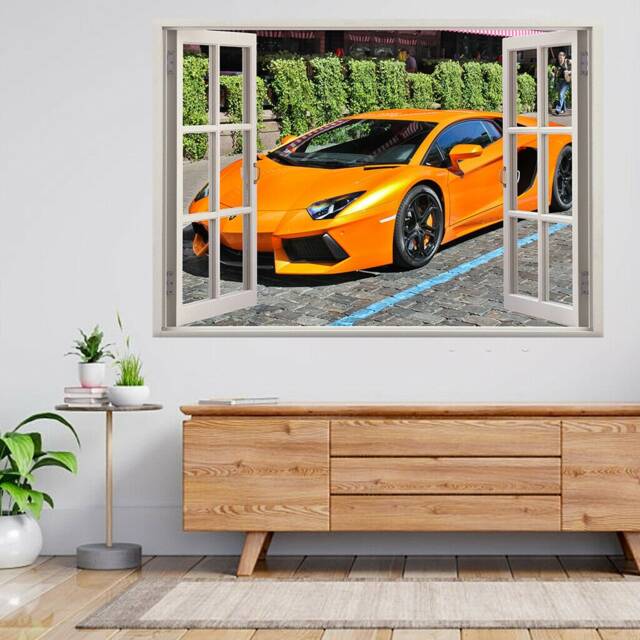 Lamborghini Aventador On Street 3D Window View Wall Sticker Poster Decal A773 - image 1