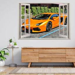 Lamborghini Aventador On Street 3D Window View Wall Sticker Poster Decal A773 - thumbnail 1