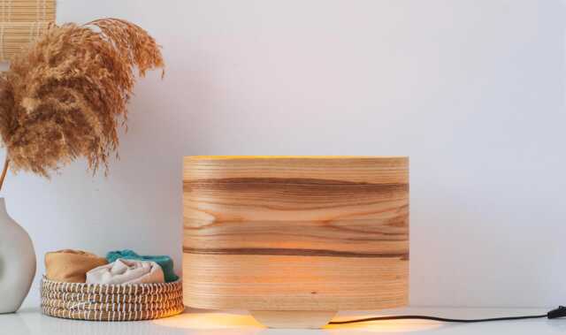 Olive Wood Modern Table Lamp, Bedside Lamp Rustic Decor , Minimalist Small Table Scandinavian Desk - image 1