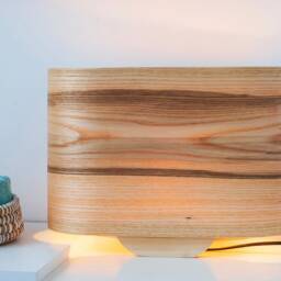 Olive Wood Modern Table Lamp, Bedside Lamp Rustic Decor , Minimalist Small Table Scandinavian Desk - thumbnail 3