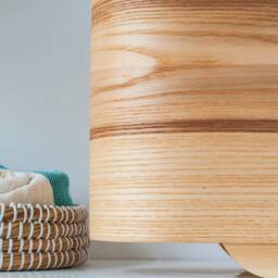 Olive Wood Modern Table Lamp, Bedside Lamp Rustic Decor , Minimalist Small Table Scandinavian Desk - thumbnail 4