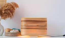 Olive Wood Modern Table Lamp, Bedside Lamp Rustic Decor , Minimalist Small Table Scandinavian Desk