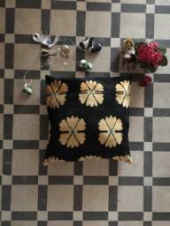 Handmade Silk Ikat Velvet Pillow Cover Uzbek Floral Cushion - 20x20