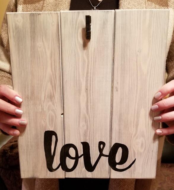 Wood Photo Display, Wood Picture Hanger, Love Picture, Reclaimed, White Wash Wood, Rustic Wall Art - image 1