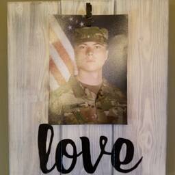 Wood Photo Display, Wood Picture Hanger, Love Picture, Reclaimed, White Wash Wood, Rustic Wall Art - thumbnail 2