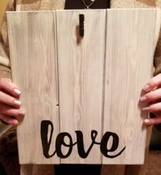 Wood Photo Display, Wood Picture Hanger, Love Picture, Reclaimed, White Wash Wood, Rustic Wall Art - thumbnail 1