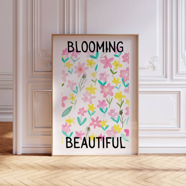 Colorful Blooming Flower Print Trendy Floral Wall Art