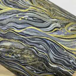 Grey & Gold Marble Effect Lampshade, Handmade With Metallic Fabric - thumbnail 4