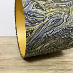 Grey & Gold Marble Effect Lampshade, Handmade With Metallic Fabric - thumbnail 2