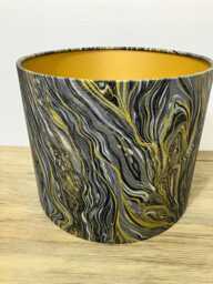 Grey & Gold Marble Effect Lampshade, Handmade With Metallic Fabric
