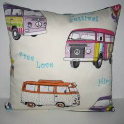 Jeans Decorative Cushion Bus Peace Free Love Sixties Festi - thumbnail 3
