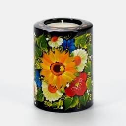 Ukrainian Hand Painted Tea Light Candle Holder, Tealight Christmas Candlestick Petrykivka Gift Ukraine Seller, S221 - thumbnail 3