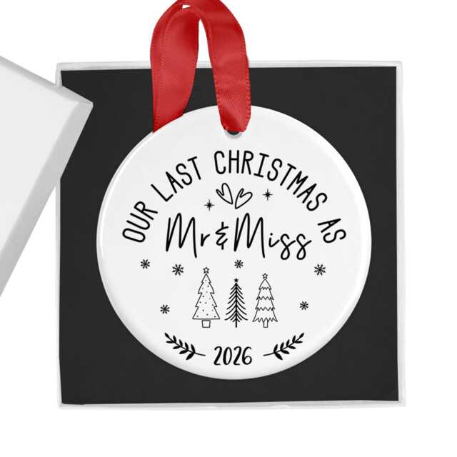 Last Christmas As Mr & Miss Bauble, 2026, Engaged Ornament, Fianc?? Gift, Gift Couples - image 1