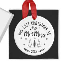 Last Christmas As Mr & Miss Bauble, 2026, Engaged Ornament, Fianc?? Gift, Gift Couples - thumbnail 2