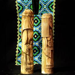 Hand Carved Linden Wood Slavic Goddess Statue Lada & Makosh - thumbnail 3